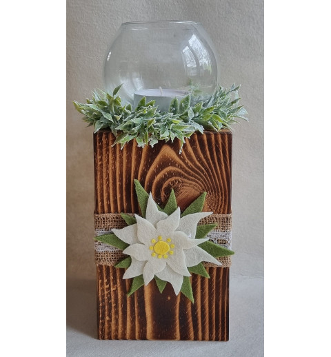 Teelicht Pfosten Edelweiss/geflammt 1