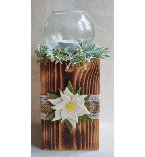 Teelicht Pfosten Edelweiss/geflammt 2