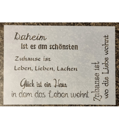 Schablone " Daheim ist es am schönsten "