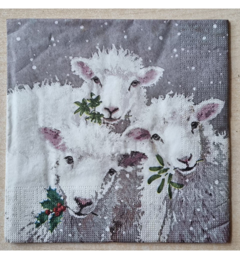 Serviette  Drei weisse Schafe