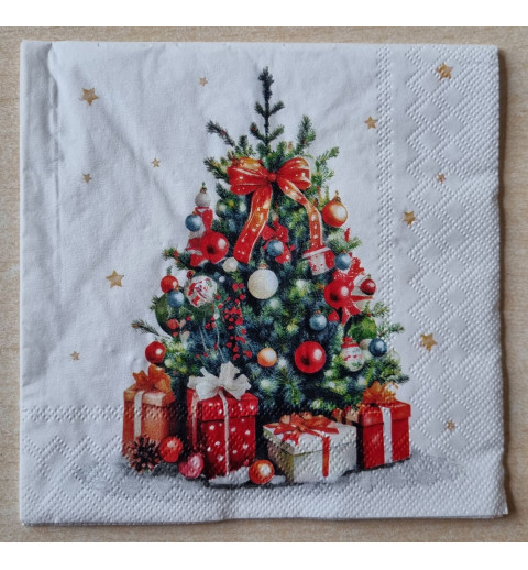 Serviette  Weihnachtsbaum mit Paketen