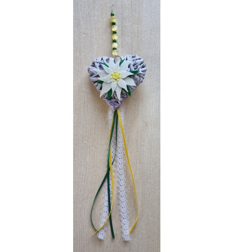 Tür/Wanddeko Weideherz mit Edelweiss