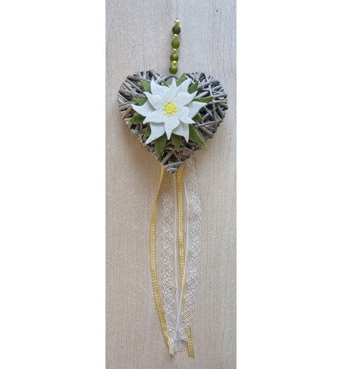 Tür/Wanddeko Weideherz mit Edelweiss