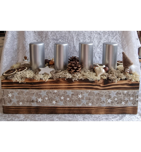 Adventsbalken geflammt/silberfarbig