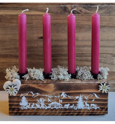 Adventsgesteck Alpenfeeling weinrot