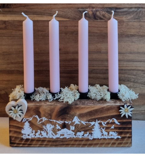 Adventsgesteck Alpenfeeling rosa