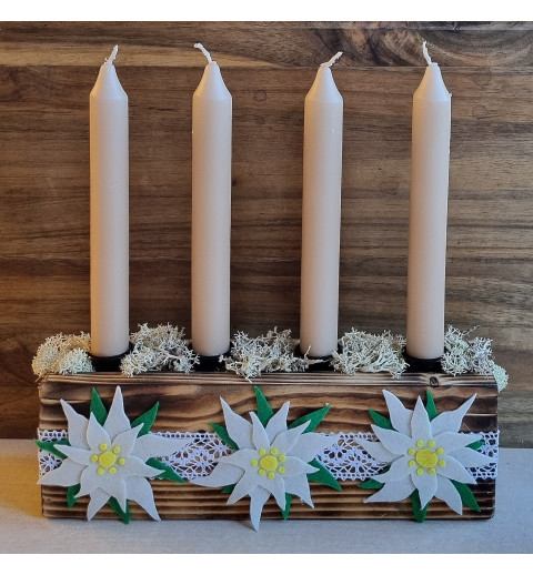 Adventsgesteck Edelweiss beige