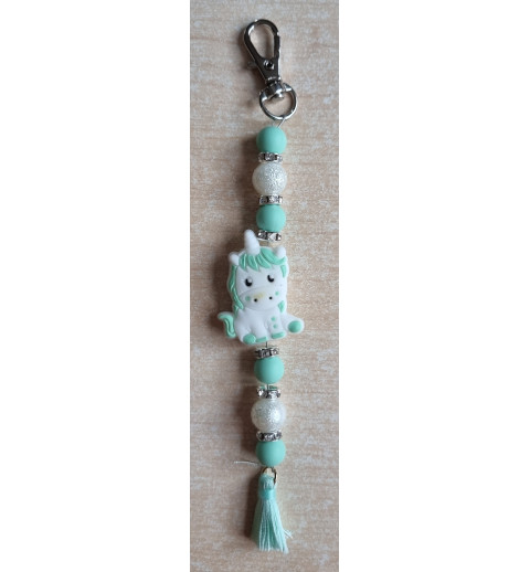 Schlüsselanhänger Einhorn weiss/mint