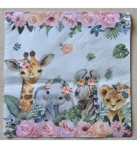 Serviette Safari Baby Tiere