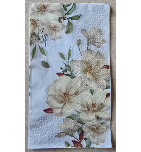 Serviette Blumen weiss
