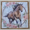 Serviette Pferd mit Blumen rosa