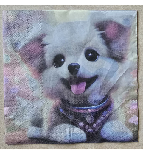 Serviette Gemalter Hund weiß