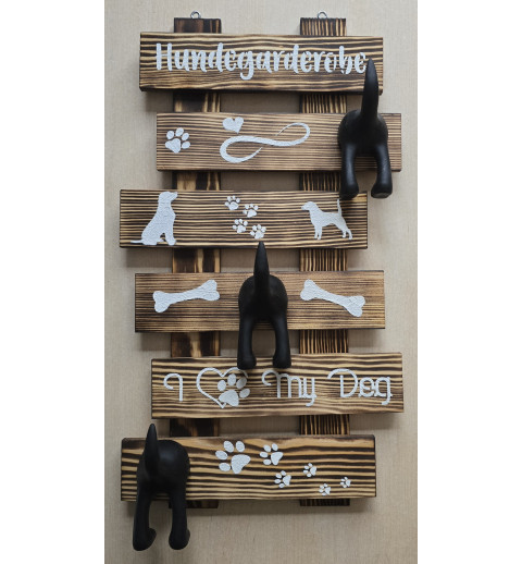 Hundegarderobe geflammt/Haken schwarz