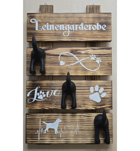 Leinengarderobe geflammt/Haken schwarz