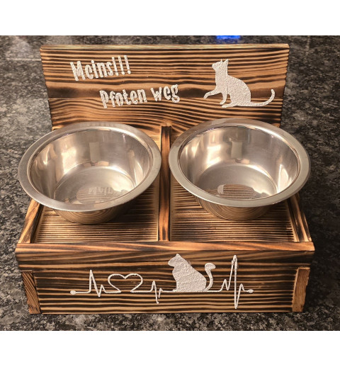 Katzen Futter/Wassernapf geflammt " Meins!! "
