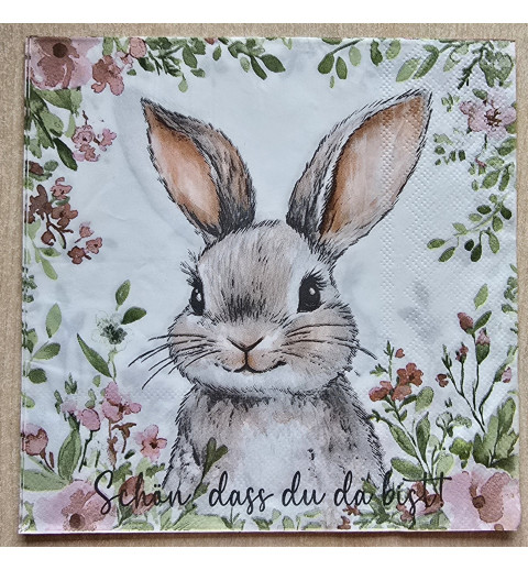 Serviette Kaninchen " Schön dass Du da bist "