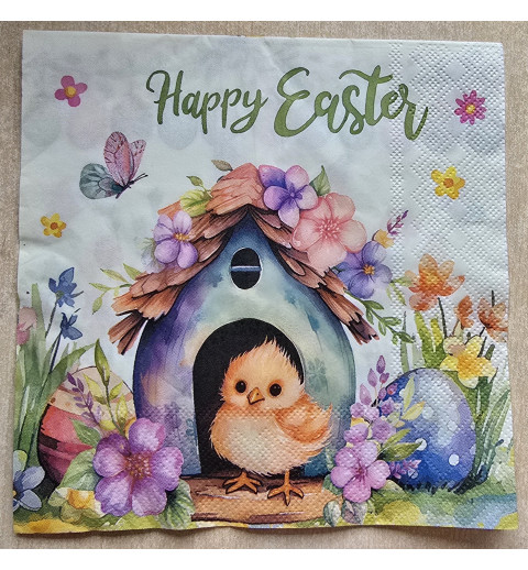 Serviette Küken/Kaninchen " Happy Easter "