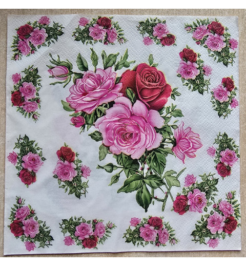 Serviette Rosen pink/rosa/rot