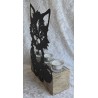 Teelicht Balken Metall Katze schwarz