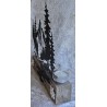 Teelicht Balken Metall Wald/Berge schwarz