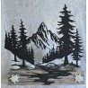 Teelicht Balken Metall Wald/Berge schwarz
