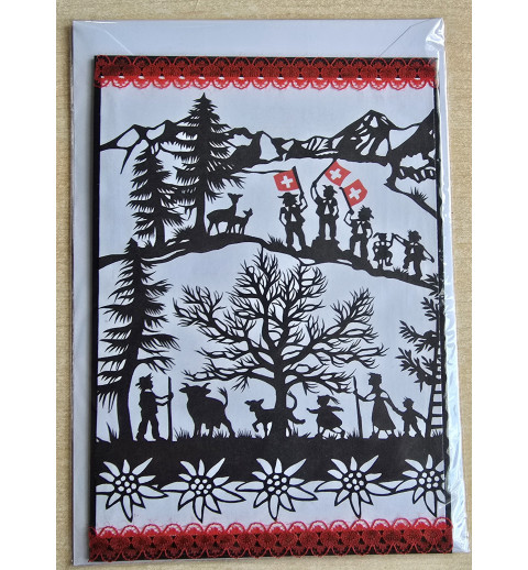 Karte neutral Alpenfeeling schwarz/weiss/rot