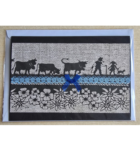 Karte neutral Alpenfeeling schwarz/beige/blau