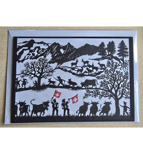 Karte neutral Alpenfeeling schwarz/weiss/rot