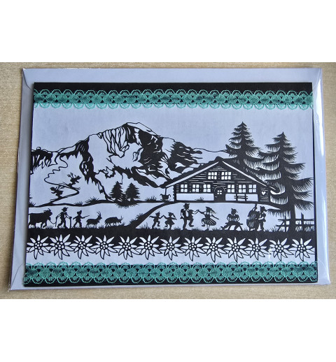 Karte neutral Alpenfeeling schwarz/weiss/mint