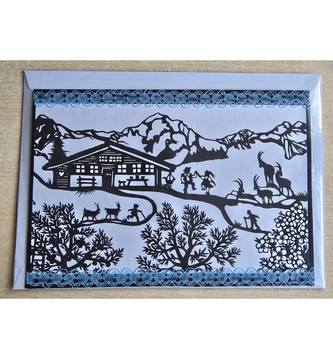 Karte neutral Alpenfeeling schwarz/weiss/hellblau