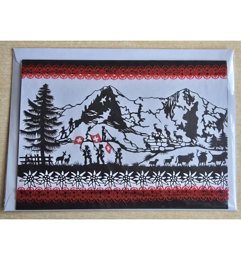 Karte neutral Alpenfeeling schwarz/weiss/rot