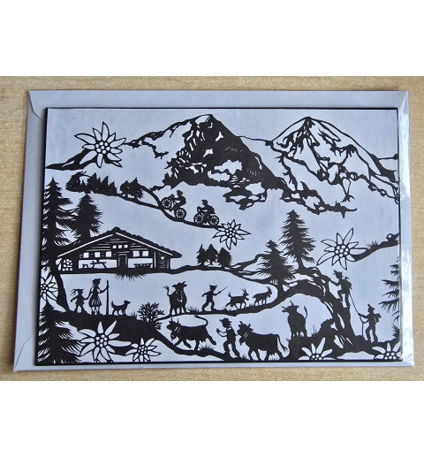 Karte neutral Alpenfeeling schwarz/weiss