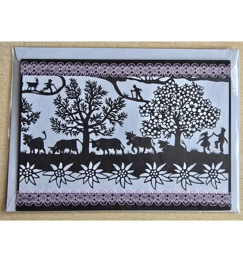 Karte neutral Alpenfeeling schwarz/weiss/rosa