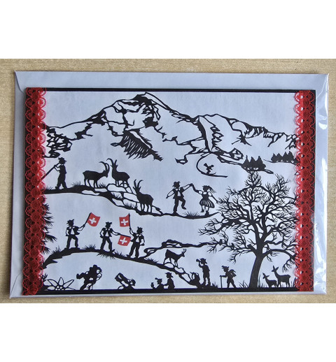 Karte neutral Alpenfeeling schwarz/weiss/rot