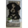 Schild stehend mit Metall Hund und Leds