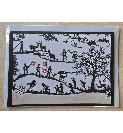 Karte neutral Alpenfeeling schwarz/weiss/natur/rot