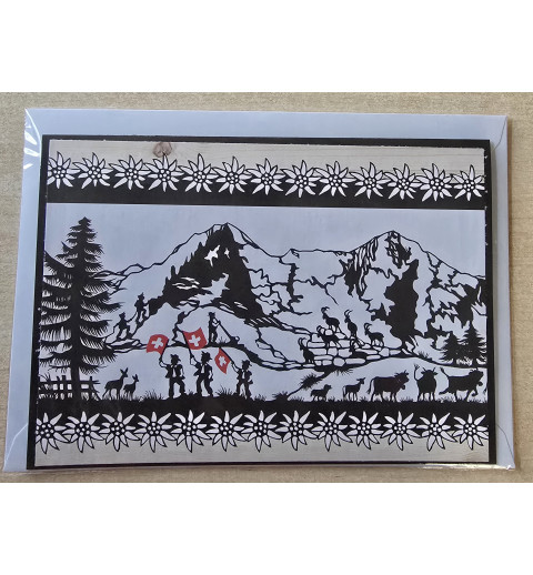 Karte neutral Alpenfeeling schwarz/weiss/natur/rot
