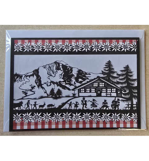 Karte neutral Alpenfeeling schwarz/weiss/rot kariert