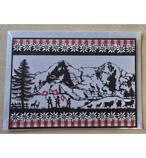 Karte neutral Alpenfeeling schwarz/weiss/rot kariert