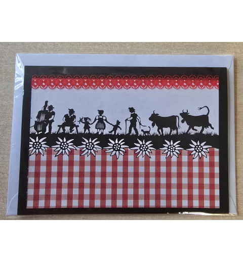 Karte neutral Alpenfeeling schwarz/weiss/rot kariert