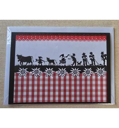 Karte neutral Alpenfeeling schwarz/weiss/rot kariert