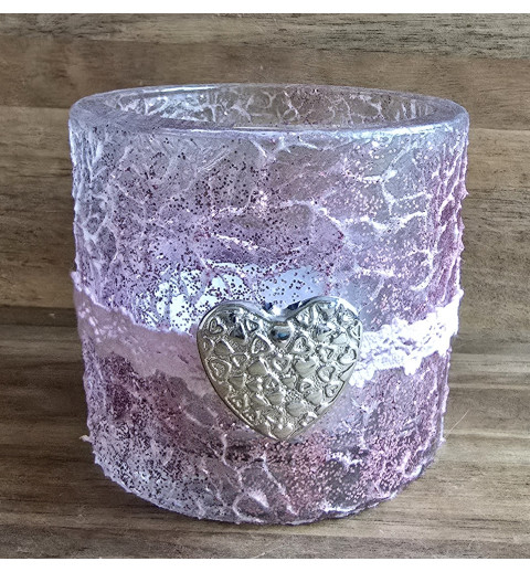 Glas Teelicht Herz/rosa