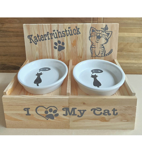 Katzen Futternapf " Katerfrühstück " grau