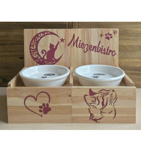 Katzen Futternapf " Miezenbistro " weinrot