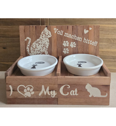 Katzen Futternapf " Voll machen bitte " puder