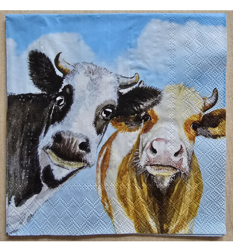 Serviette " Zwei Kühe/blauer Himmel "