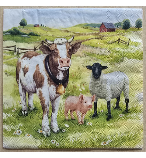 Serviette " Kuh/Schwein/Schaf "