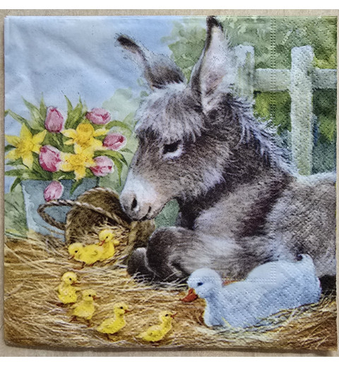 Serviette " Esel/Küken/Ente "