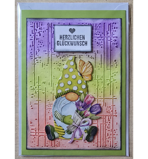 Herzlichen Glückwunsch Wichtel grün/lila