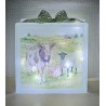 Glasbaustein Kuh/Schwein/Schaf auf Wiese/ hellgrün